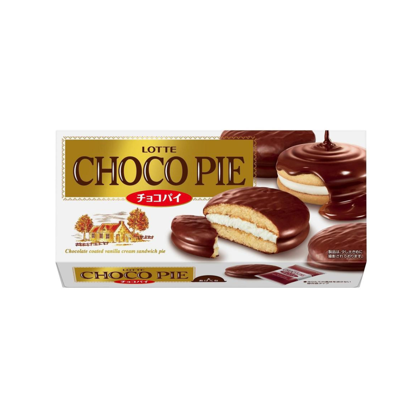 Lotte Choco Pie Soft Cake & Whipped Cream Coated in Chocolate (6-Pack)