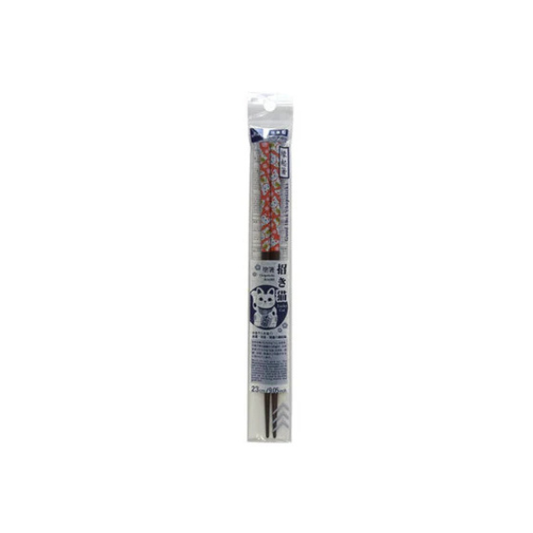 DAISO Wasai‑Nuri Chopsticks “Lucky Cat (Maneki‑neko)” 23 cm
