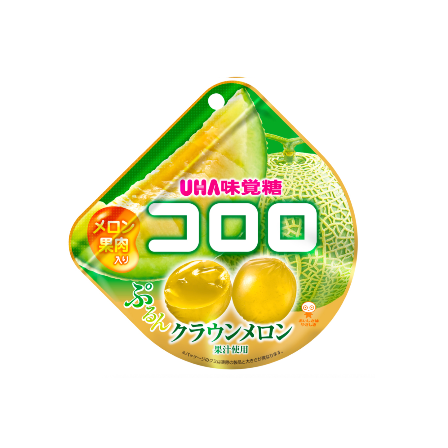 UHA Mikakuto Cororo Crown Melon Juicy Bursting Fruit Gummy Candy with Real Melon Pieces