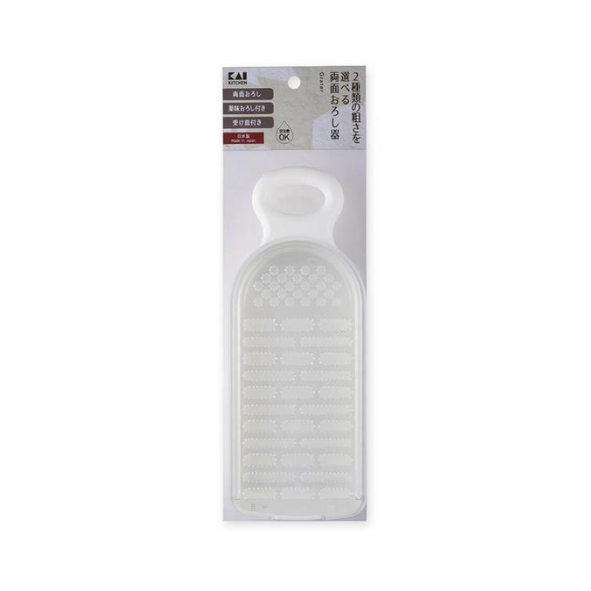 KAI Double‑Sided Grater with Tray